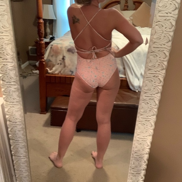 Dainty Peach Floral one piece swimsuit - Picture 8 of 14